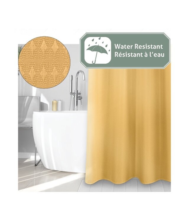 SOLID WAFFLE FABRIC SHOWER CURTAIN 70X72" YELLOW