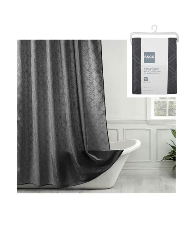 SOLID JACQUAR FABRIC SHOWER CURTAIN 70X72" CHARCOAL