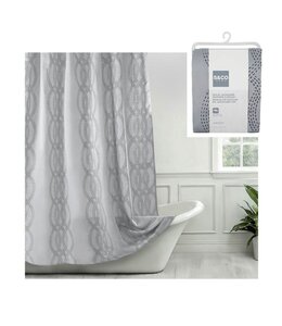 SOLID JACQUARD FABRIC SHOWER CURTAIN 70X72" LT. GREY