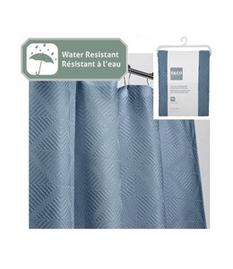 SOLID JACQUARD FABRIC SHOWER CURTAIN 70X72" DENIM