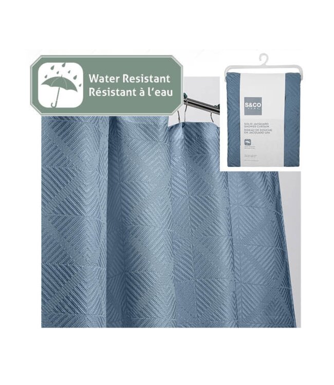 SOLID JACQUAR FABRIC SHOWER CURTAIN 70X72" DENIM