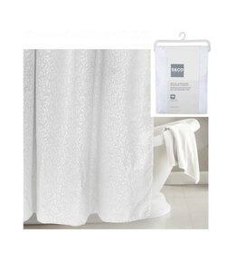SOLID JACQUAR FABRIC SHOWER CURTAIN 70X72" WHITE
