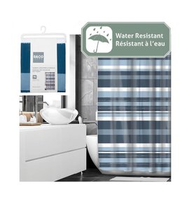 STRIPES PRINTED FABRIC SHOWER CURTAIN 70X72"