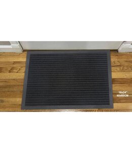 LAUREN TAYLOR DOUBLE RIBBED DOORMAT WITH PVC BACK BLACK 16X24"