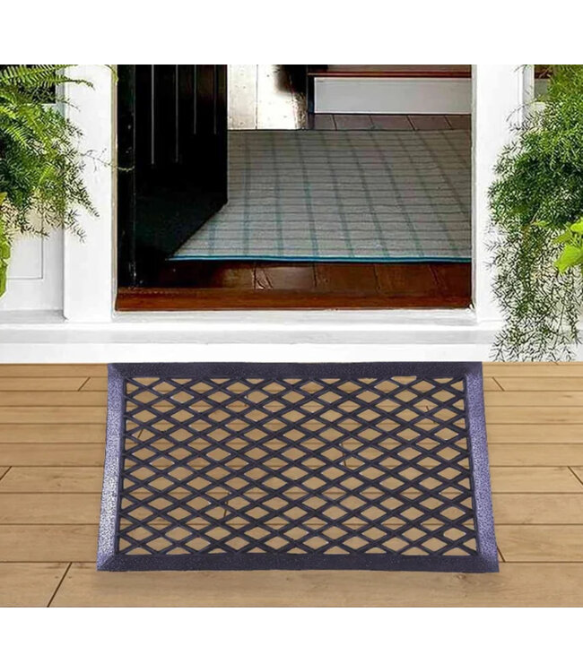 LAUREN TAYLOR RUBBER TRELLIS MAT BLACK 16x24"+.5"