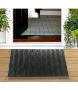 LAUREN TAYLOR RUBBER ZIG ZAG MAT BLACK 18x28"
