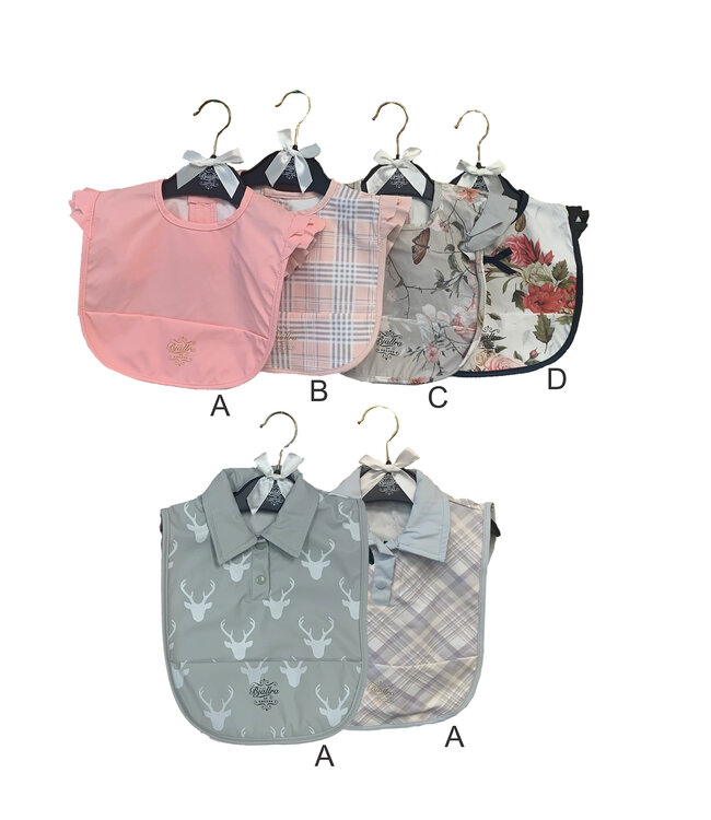 WATERPROOF ASSORTED BABY BIBS 0 - 3 MONTHS