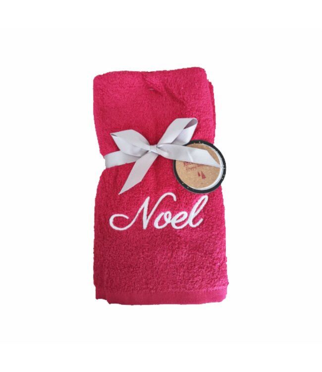 LAUREN TAYLOR 2PK EMBROIDERED CHRISTMAS HAND TOWELS 16X20"