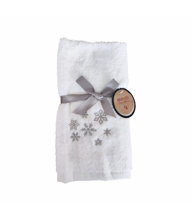 LAUREN TAYLOR 2PK EMBROIDERED CHRISTMAS HAND TOWELS 16X20"