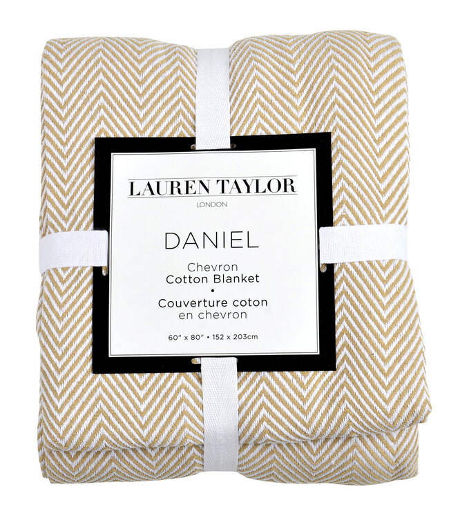 LAUREN TAYLOR *DANIEL CHEVRON WOVEN COTTON BLANKET (MP2)