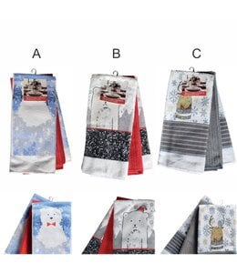 3Pk CHRISTMAS KITCHEN TOWELS AST 15X25"