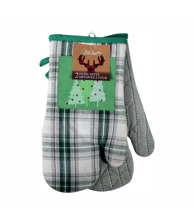 CHRISTMAS FIR TREES OVEN MITT PAIRS GREEN
