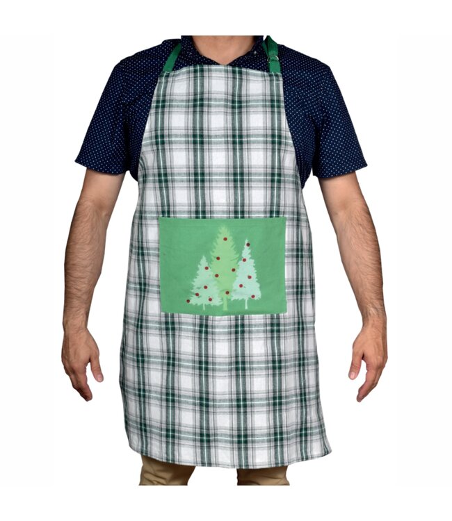 CHRISTMAS FIR TREES APRON GREEN