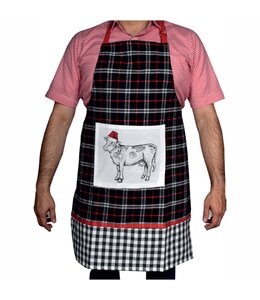 CHRISTMAS COW APRON BLACK/WHITE