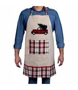 CHRISTMAS TRUCK PLAID PRINTED APRON