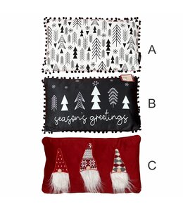 GNOMES AND BLACK TREES CUSHION AST 12X20"