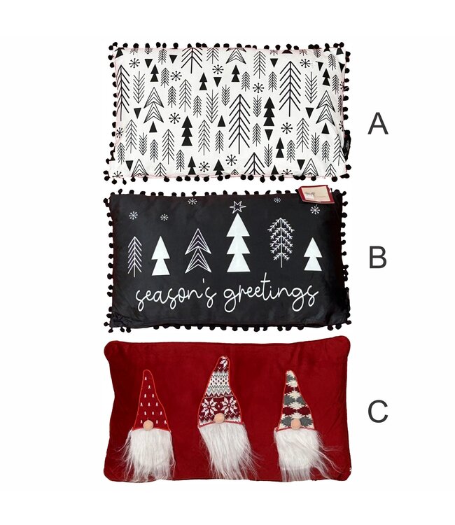 GNOMES AND BLACK TREES CUSHION AST 12X20"