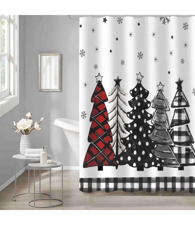 LAUREN TAYLOR CHRISTMAS TREES SHOWER CURTAIN AST