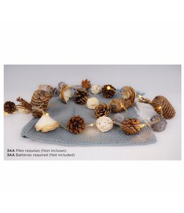 LED PINECONE AND ROPE STRING LIGHT BROWN 71"