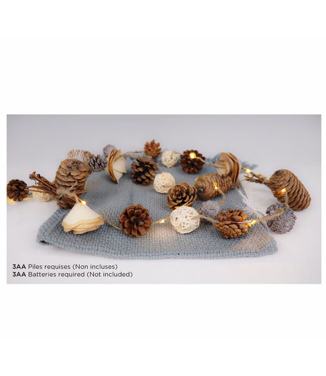 LED PINECONE AND ROPE STRING LIGHT BROWN 71"