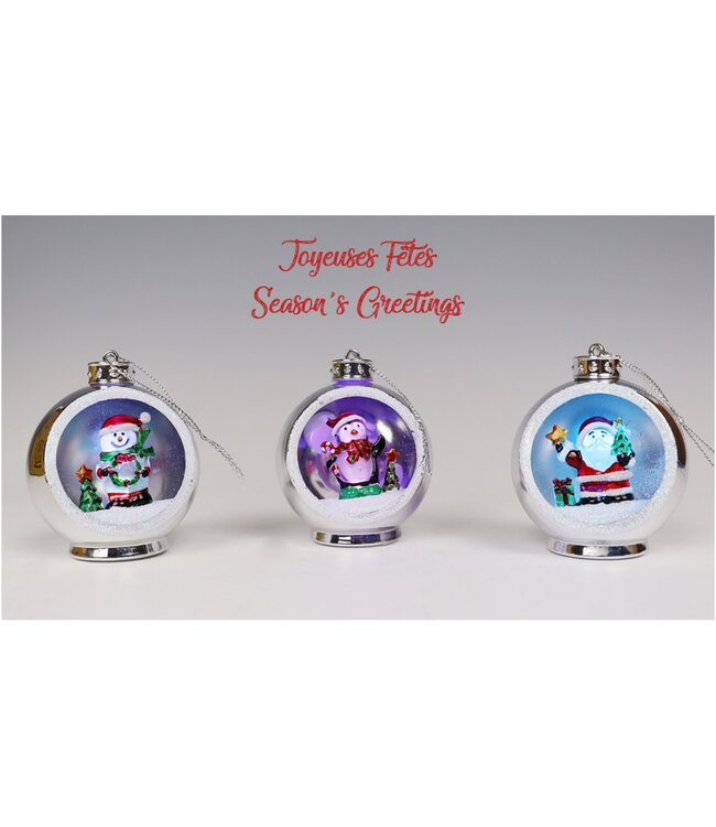 LAUREN TAYLOR CHRISTMAS LED COLOUR CHANGING ORNAMENT SILVER