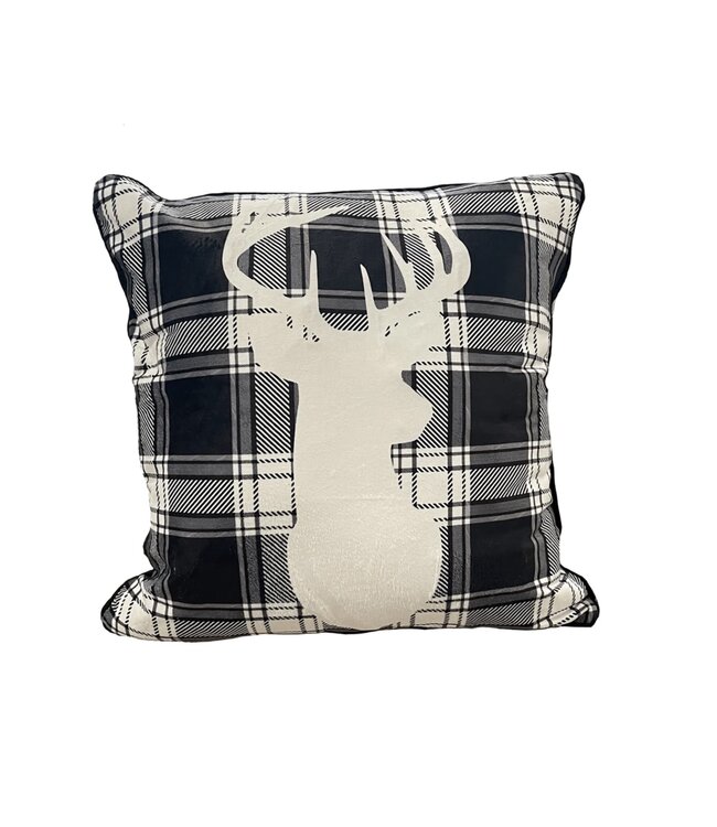 LED DEER HEAD CUSHION 18X18"