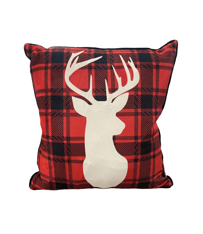 LED DEER HEAD CUSHION 18X18"