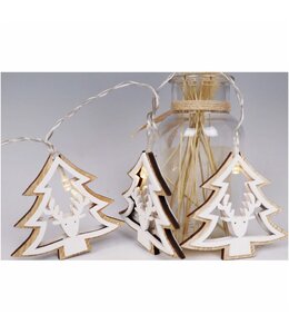 HOLIDAY 10pc LED WOODEN TREE w/REINDEER HEAD STRING LIGHTS
