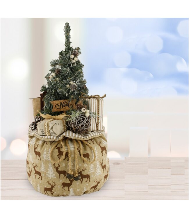 LAUREN TAYLOR CHRISTMAS TREE A TOP GIFT BAG  BROWN 10X24"