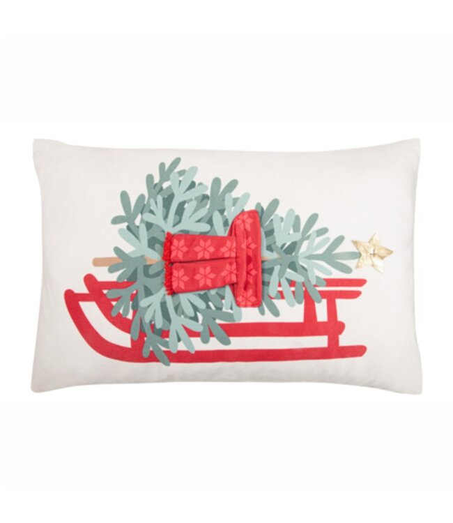 3D DETAIL FUN CUSHION 12X18" SLEIGH