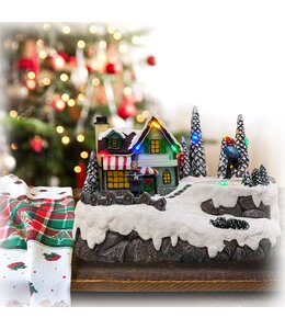 LAUREN TAYLOR CHRISTMAS MUSICAL VILLAGE w/CHILD SKATING MULTI 7.5X4X5" (MP6)
