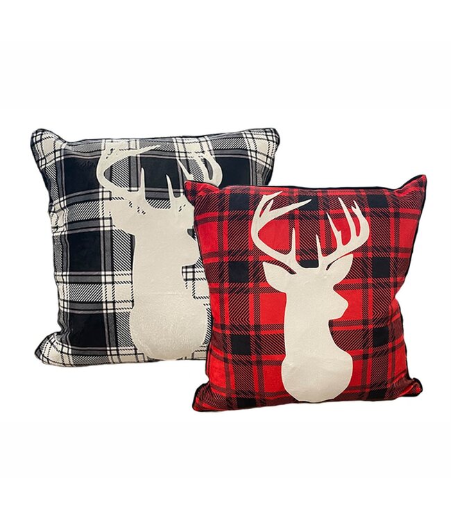 LED DEER HEAD CUSHION 18X18"