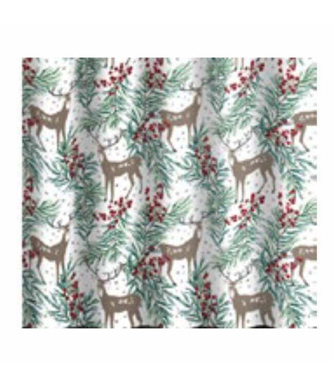 WOVEN PRINTED HOLIDAY SHOWER CURTAIN REINDEER FOREST
