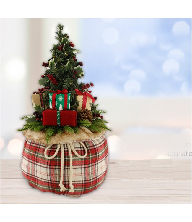 LAUREN TAYLOR CHRISTMAS TREE A TOP GIFT BAG  PLAID 10X24"
