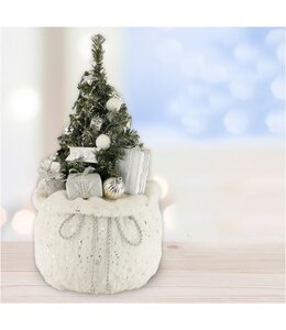 LAUREN TAYLOR CHRISTMAS TREE A TOP GIFT BAG  WHITE 10X24"