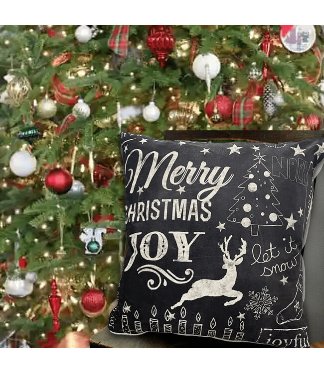 LED CHRISTMAS TEXT CUSHION 18X18"