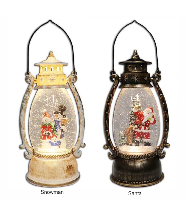 CHRISTMAS GLITTER ANTIQUE LANTERN 5X4X10"