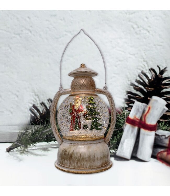 LAUREN TAYLOR SANTA LANTERN w/VINTAGE WHITE