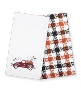 SET OF 2 FALL WOVEN PRINTED KITCHEN TOWEL 18X28"" AST