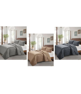 LAUREN TAYLOR SETA SATIN QUILT SET AST