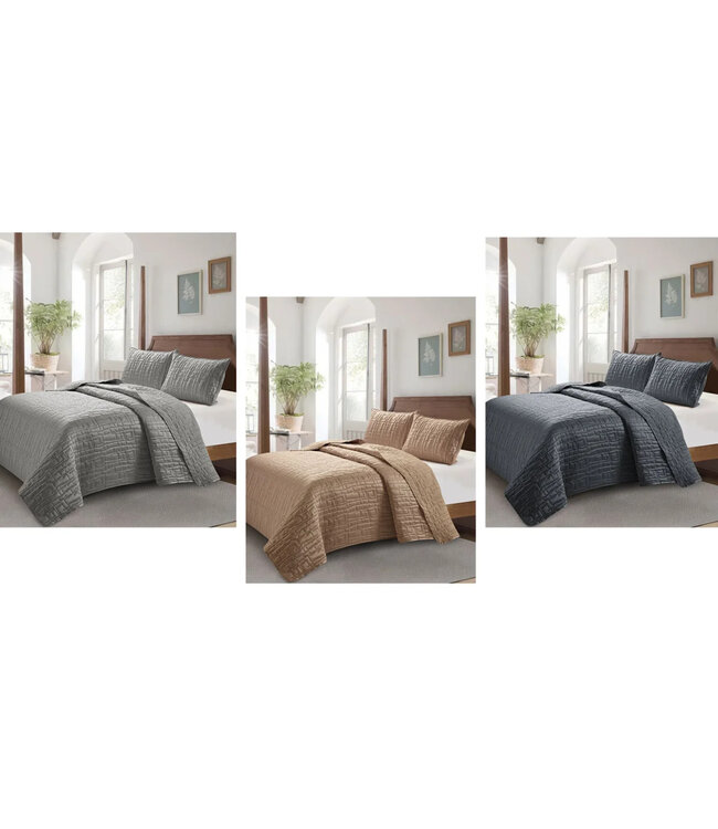 LAUREN TAYLOR SETA SATIN QUILT SET AST