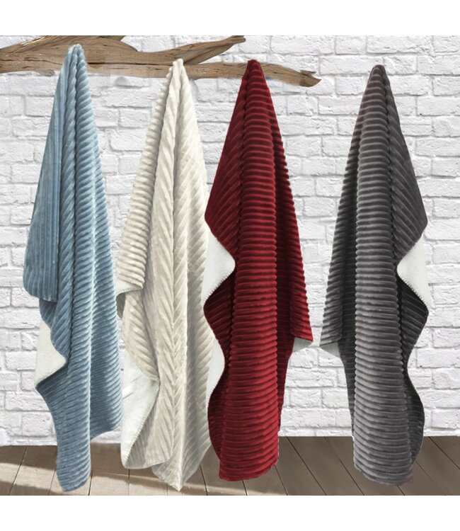 LAUREN TAYLOR PORTIA RIBBED PLUSH MICRO MINK REVERSE TO SHERPA THROW 50X60" (MP6)
