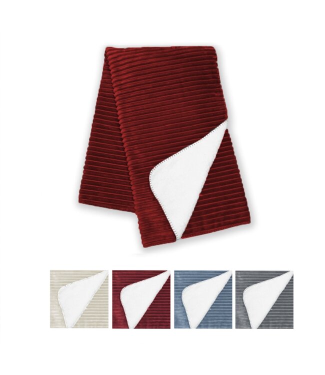 LAUREN TAYLOR PORTIA RIBBED PLUSH MICRO MINK REVERSE TO SHERPA THROW 50X60" (MP6)