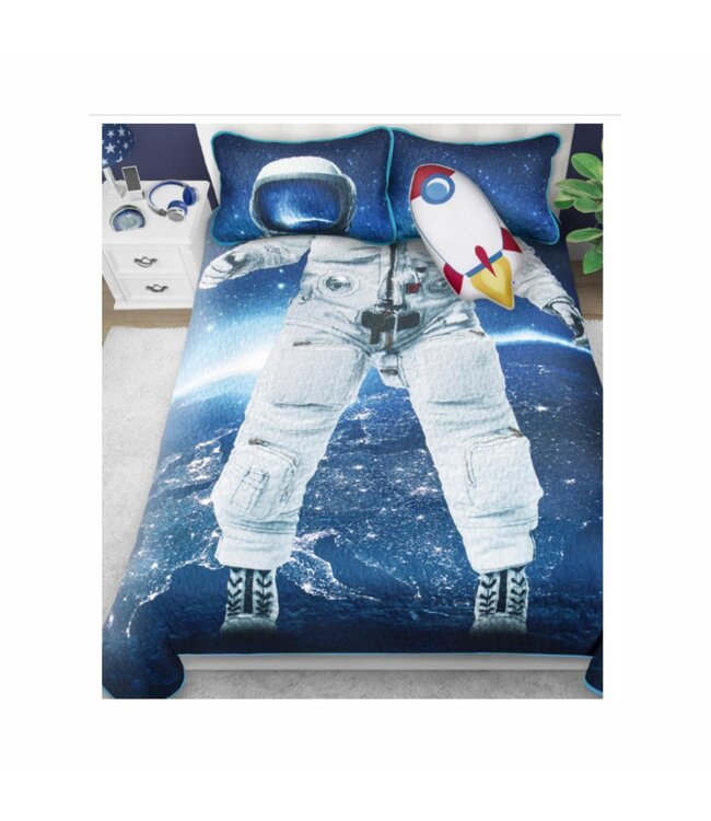 ASTRONAUT3PC JUVENILE PRINTED QUILT SET MULTI DOUBLE/QUEEN