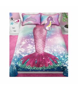 MERMAID JUVENILE PRINTED QUILT SET MULTI