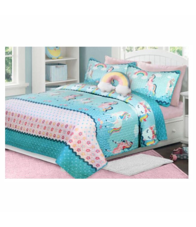 RAINBOW JUVENILE PRINTED QUILT SET MULTI