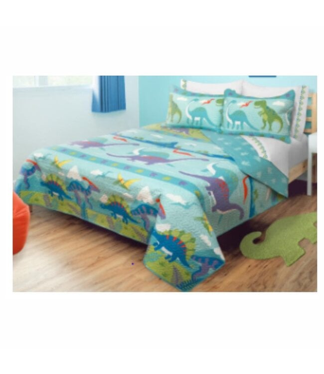 DINO PARK 3PC JUVENILE PRINTED QUILT SET MULTI DOUBLE/QUEEN