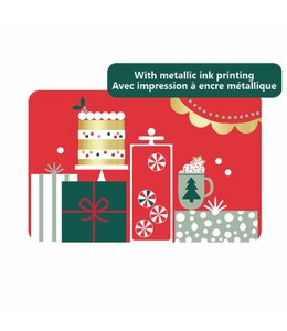 CHRISTMAS PRINTED POLYPROPLENE PLACEMATS w/FOIL DETAILS HOLIDAY TREATS