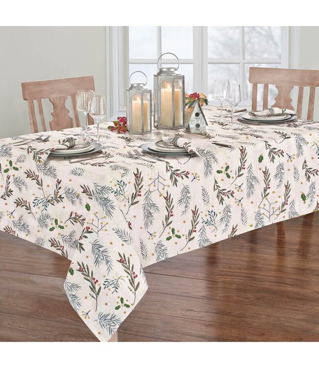 PRINTED CHRISTMAS FLANNEL BACKED PEVA TABLECLOTH AST