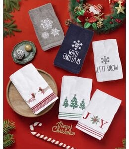 LAUREN TAYLOR 2Pk EMBROIDERED CHRISTMAS GUEST TOWELS AST 16X20"